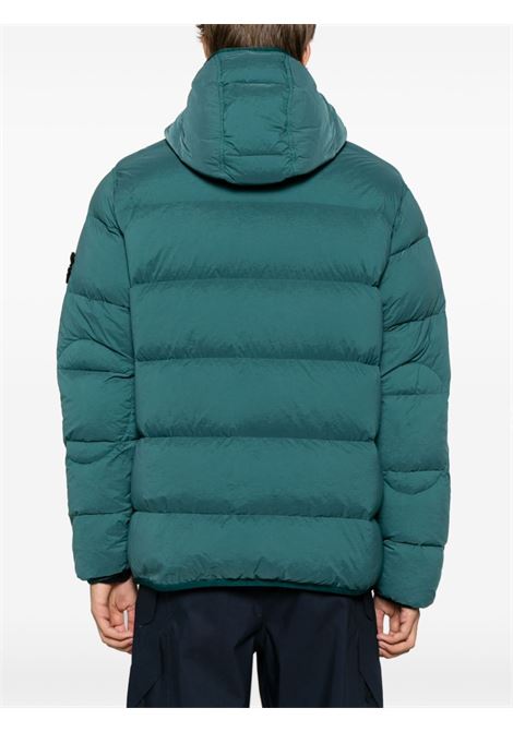 Piumino in nylon imbottito in piuma monostrato verde scuro STONE ISLAND | 791543728V0057